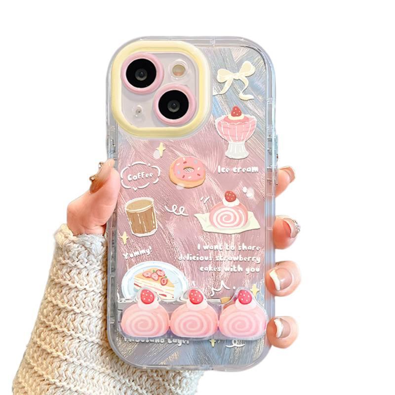 Protective Case | Shockproof Cover for iPhone 16 / 16 Plus / 16 Pro / 16 Pro Max | Strawberry Cake | Silicone | Drop Protection | Full Coverage - Image 3