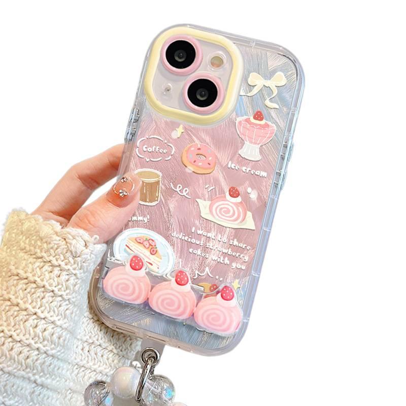 Protective Case | Shockproof Cover for iPhone 16 / 16 Plus / 16 Pro / 16 Pro Max | Strawberry Cake | Silicone | Drop Protection | Full Coverage - Image 4