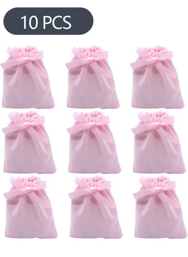 10-Piece Pink Velvet Jewelry Drawstring Bags, Jewelry Gift Bags Storage Bag Packing Bag(10*12cm） - Image 1