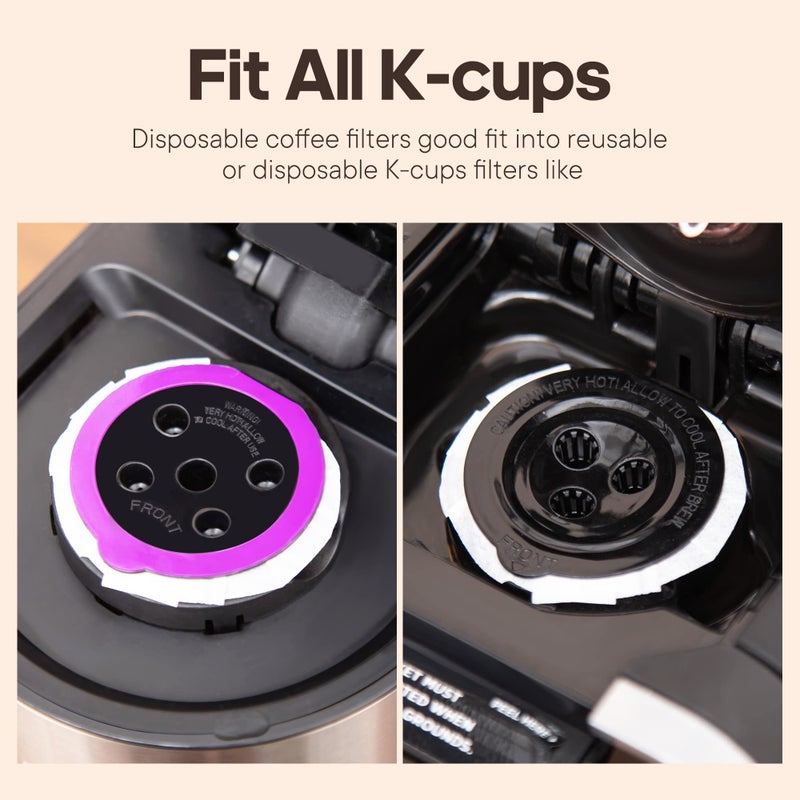 PUREHQ 100 Disposable Coffee Filters - Keurig Paper Filters for K Cup - Fits Keurig Brewers, K Supreme, K Slim and Ninja Reusable K-Cup Coffee Pods - Single Serve Filter, Sediment-Free, White - Image 5