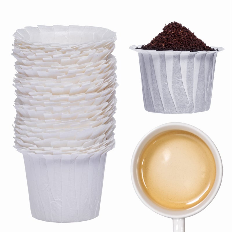 PUREHQ 100 Disposable Coffee Filters - Keurig Paper Filters for K Cup - Fits Keurig Brewers, K Supreme, K Slim and Ninja Reusable K-Cup Coffee Pods - Single Serve Filter, Sediment-Free, White - Image 1