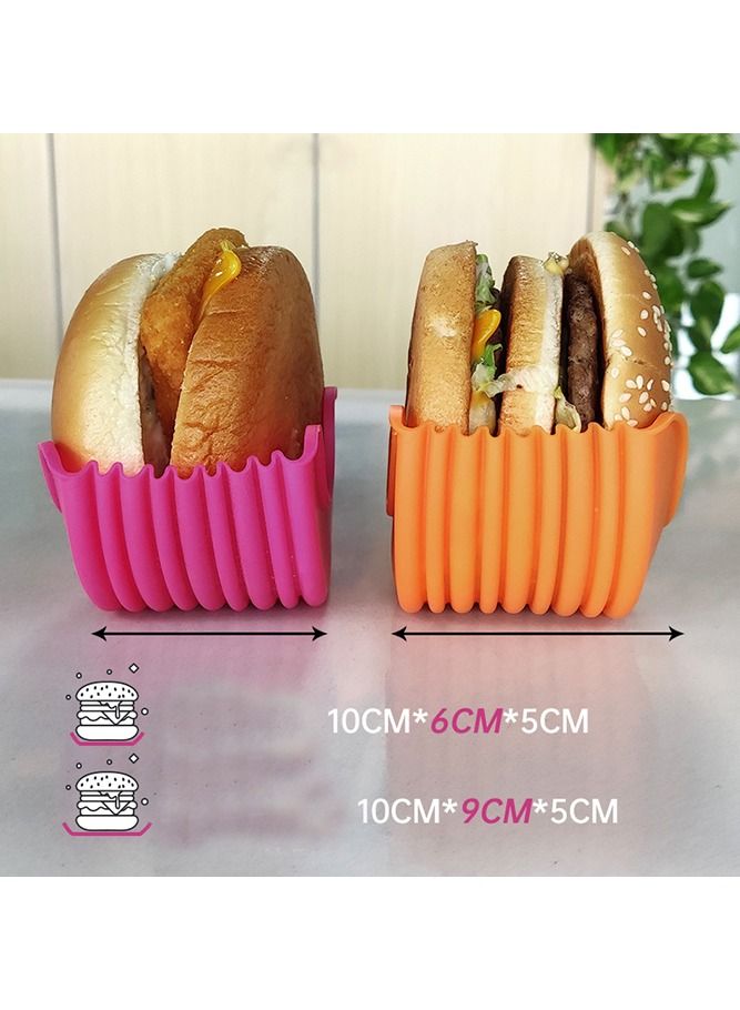 4pcs Silicone Hamburger Holder, Free Touch Anti-falling Hamburger Holder Hamburger Box Tray Retractable  - Image 4