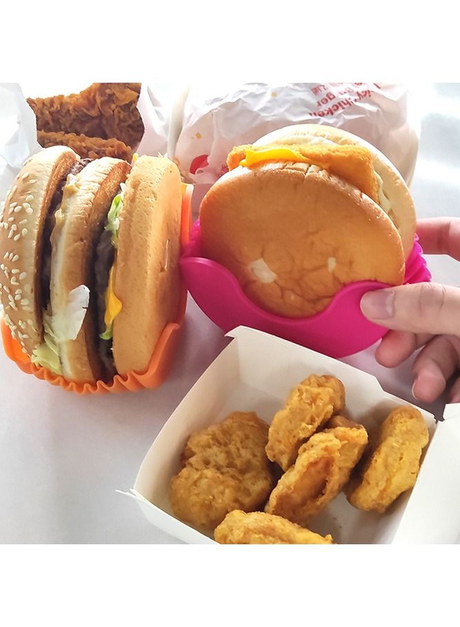 4pcs Silicone Hamburger Holder, Free Touch Anti-falling Hamburger Holder Hamburger Box Tray Retractable  - Image 3
