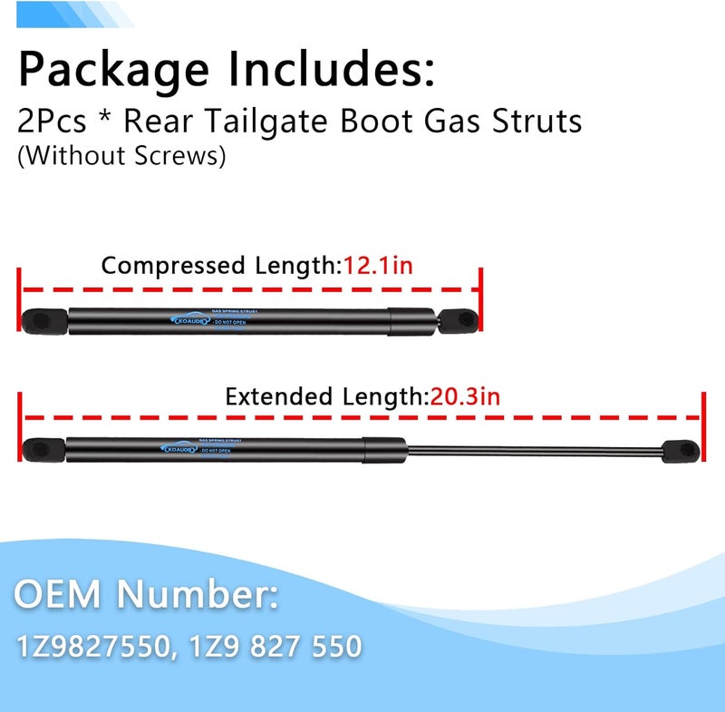 Koaudb 2Pcs Boot Struts for Skoda Octavia Mk2 Combi Estate 1Z5 2004-2013 Rear Tailgate Boot Gas Struts Lift Support System Gas Strut Heavy Duty 480N 492MM Car Tailgate Boot Struts Replace #1Z9827550 - Image 3