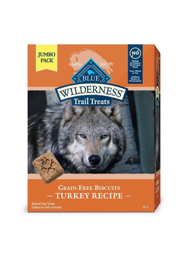 بلو بافلو بسكويت الكلاب المقرمش من Wilderness Trail Treats، حلوى الكلاب الخالية من الحبوب والغنية بالبروتين، وصفة الديك الرومي، علبة سعة 36 أونصة - Image 1