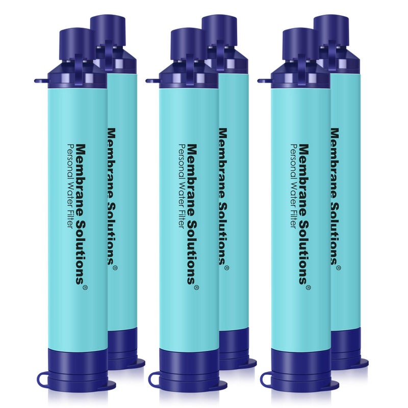 Membrane Solutions Personal Water Filter, Survival Filtration Straw Portable Gear, Emergency Preparedness, Supply for Drinking Hiking Camping Travel Hunting Fishing Team Family Outing (Blue, 6 Pack) - Image 1