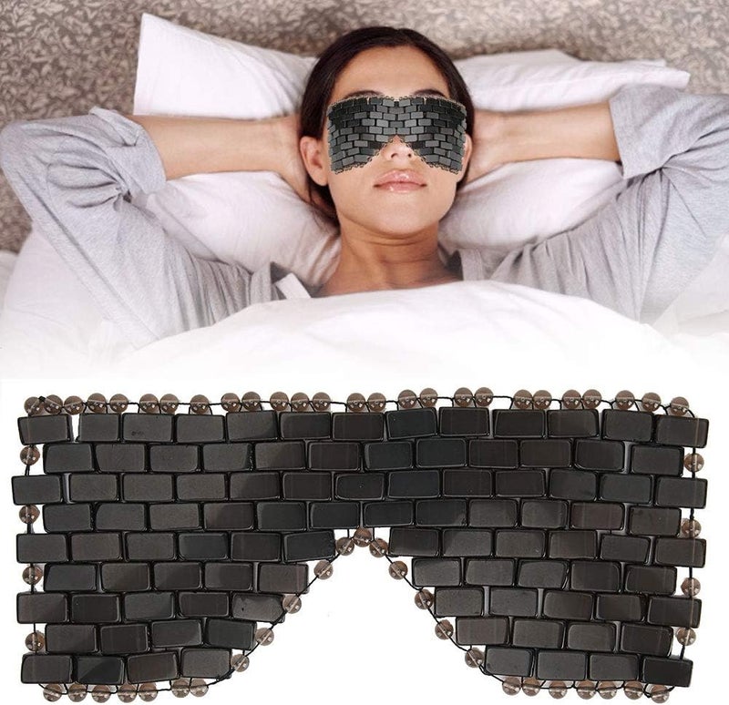 YOSOO Jade Eye Mask, Jade Sleep Mask & Blindfold, Jade Eye Mask,Anti-Aging Hot or Cold Eye Mask Which is Soothing Cooling (Black)