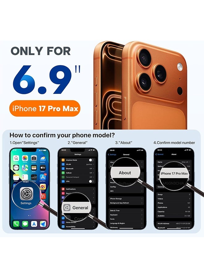 YJ Compatible with iPhone 17 Pro Max case, supports MagSafe, integrated silicone camera control cover, 3.0mm thick shockproof and drop-resistant case, for 17 Pro Max, orange - Image 5