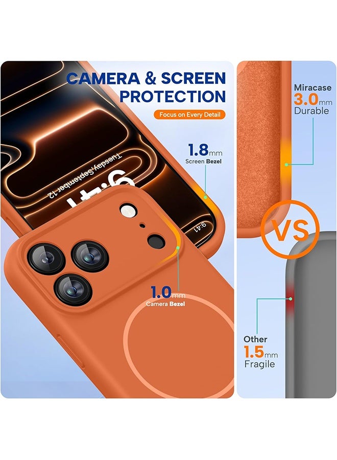 YJ Compatible with iPhone 17 Pro Max case, supports MagSafe, integrated silicone camera control cover, 3.0mm thick shockproof and drop-resistant case, for 17 Pro Max, orange - Image 2