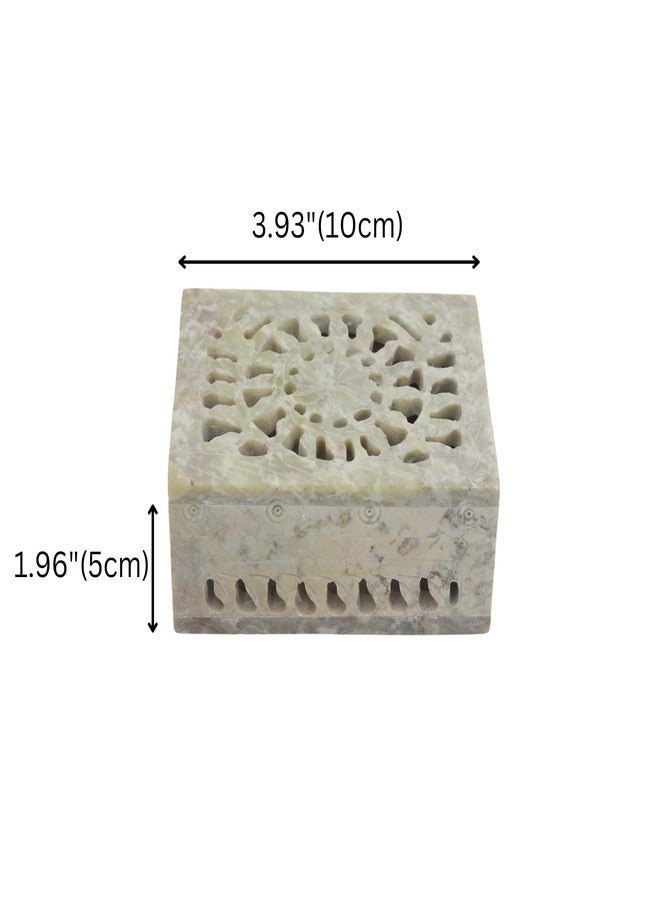 NATRIEL Stunning Soapstone Multipurpose Box Dual Floral Motifs Elegant Accent Any Room Decorative Showpiece Round Rectangular Gifting and Decor (Natural Sun Flower, Rectangular 3x4) - Image 2