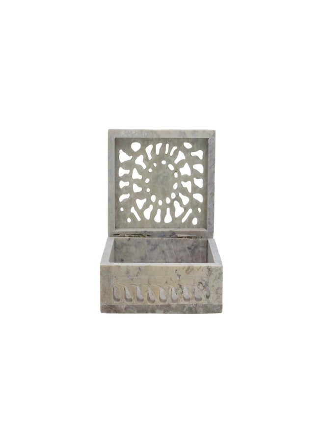 NATRIEL Stunning Soapstone Multipurpose Box Dual Floral Motifs Elegant Accent Any Room Decorative Showpiece Round Rectangular Gifting and Decor (Natural Sun Flower, Rectangular 3x4) - Image 1