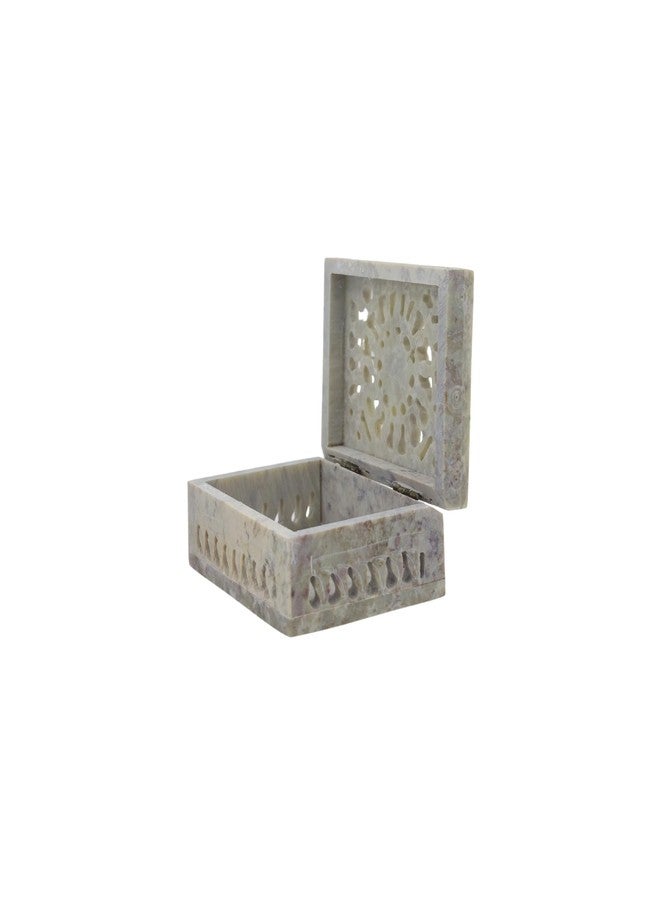 NATRIEL Stunning Soapstone Multipurpose Box Dual Floral Motifs Elegant Accent Any Room Decorative Showpiece Round Rectangular Gifting and Decor (Natural Sun Flower, Rectangular 3x4) - Image 5