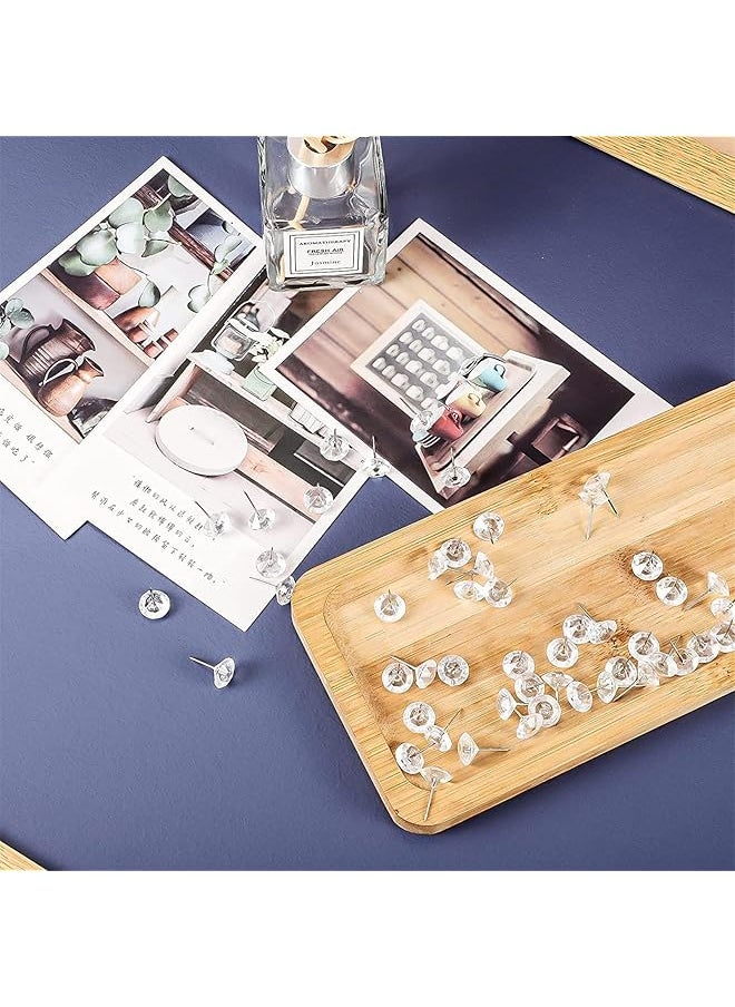 X spring 100 Pcs Clear Push Pins Transparent Diamond Push Pin Push Pins Tacks Steel Point Push Pins Decorative Thumb Tacks For Posters Office Cork Board  - Image 5