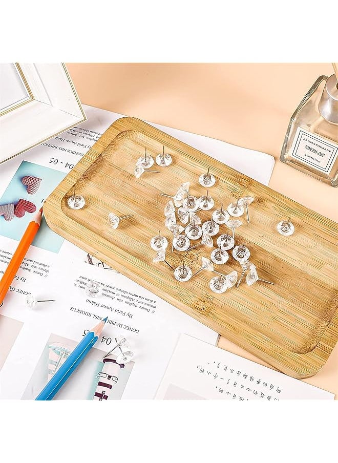 X spring 100 Pcs Clear Push Pins Transparent Diamond Push Pin Push Pins Tacks Steel Point Push Pins Decorative Thumb Tacks For Posters Office Cork Board  - Image 3