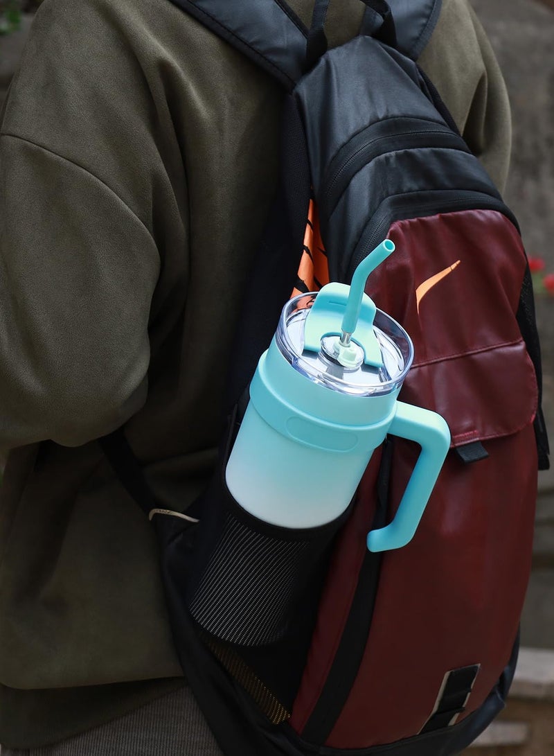 ميون كوب معزول من الفولاذ المقاوم للصدأ بسعة 1250 مل مع مقبض وقشة مقاومة للتسرب وكوب قهوة كبير الحجم معزول حراريًا للاستخدام المنزلي والسفر وصالة الألعاب الرياضية - Image 3