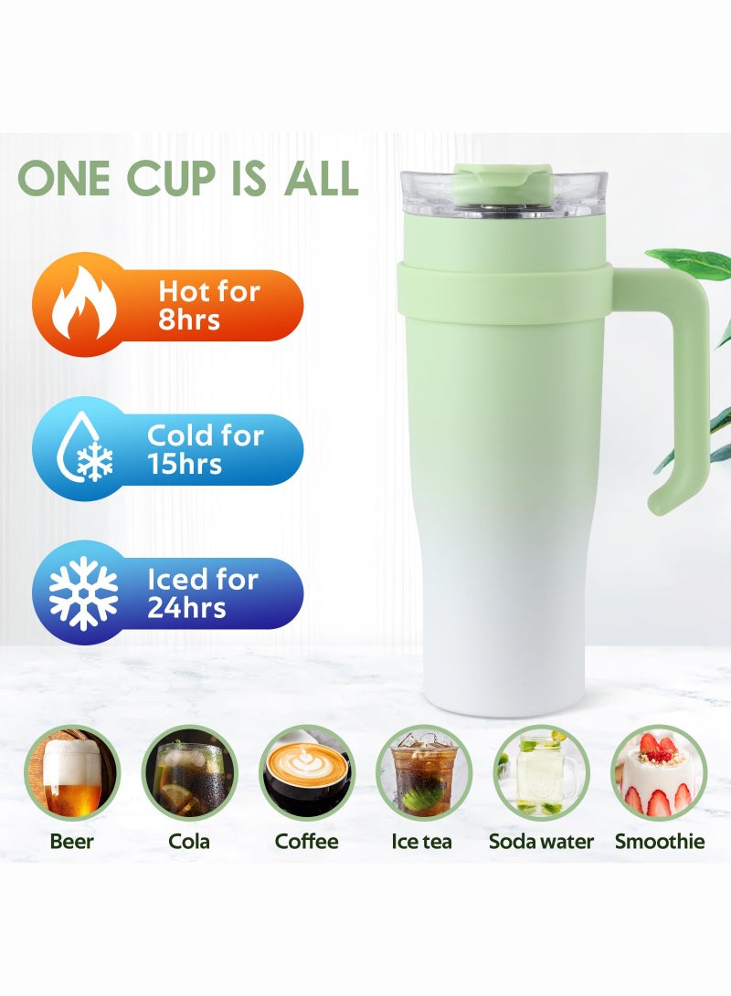 ميون كوب معزول من الفولاذ المقاوم للصدأ بسعة 1250 مل مع مقبض وقشة مقاومة للتسرب وكوب قهوة كبير الحجم معزول حراريًا للاستخدام المنزلي والسفر وصالة الألعاب الرياضية - Image 4