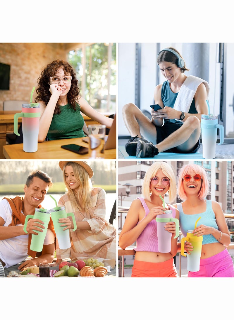 ميون كوب معزول من الفولاذ المقاوم للصدأ بسعة 1250 مل مع مقبض وقشة مقاومة للتسرب وكوب قهوة كبير الحجم معزول حراريًا للاستخدام المنزلي والسفر وصالة الألعاب الرياضية - Image 5