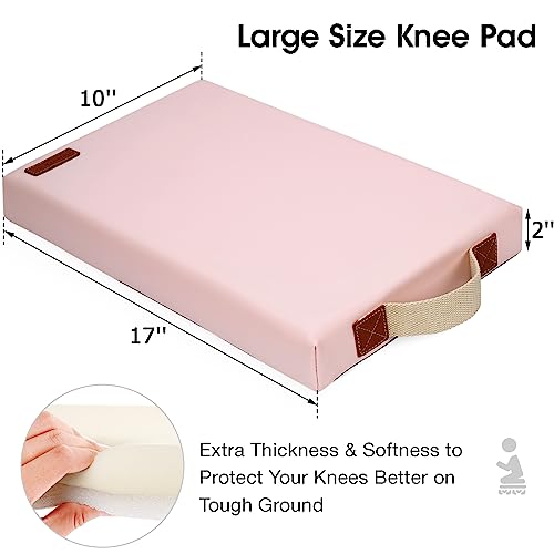 HappyPicnic Waterproof Kneeling Pad for Garden or Bath, 2 inch Thick Soft Foam Kneeler Mat for Gardeners Knee Support or Bathtub Bathing with Handle and Removable Cover - Pink - Image 3