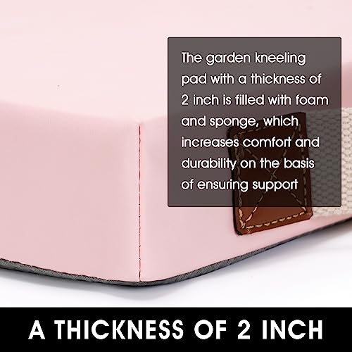 HappyPicnic Waterproof Kneeling Pad for Garden or Bath, 2 inch Thick Soft Foam Kneeler Mat for Gardeners Knee Support or Bathtub Bathing with Handle and Removable Cover - Pink - Image 2