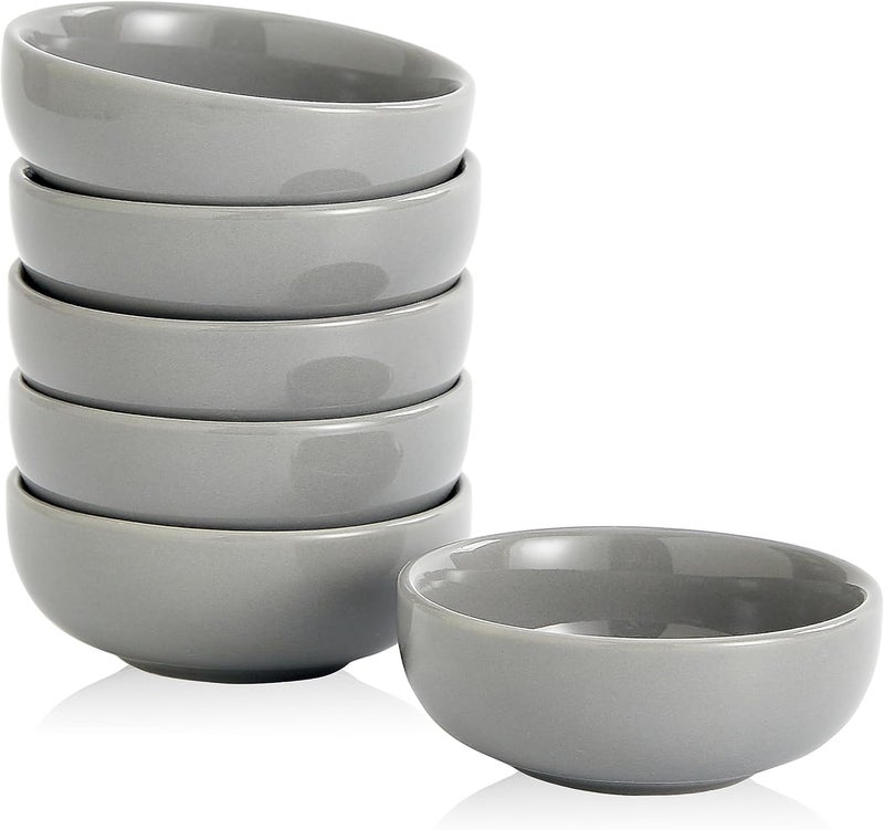 Swuut Ceramic Pinch Bowls25 oz Mini Prep Dip Bowl SetSmall Dipping Salsa Charcuterie Soy Sauce Side Dish for SushiSet of 6Grey - Image 1