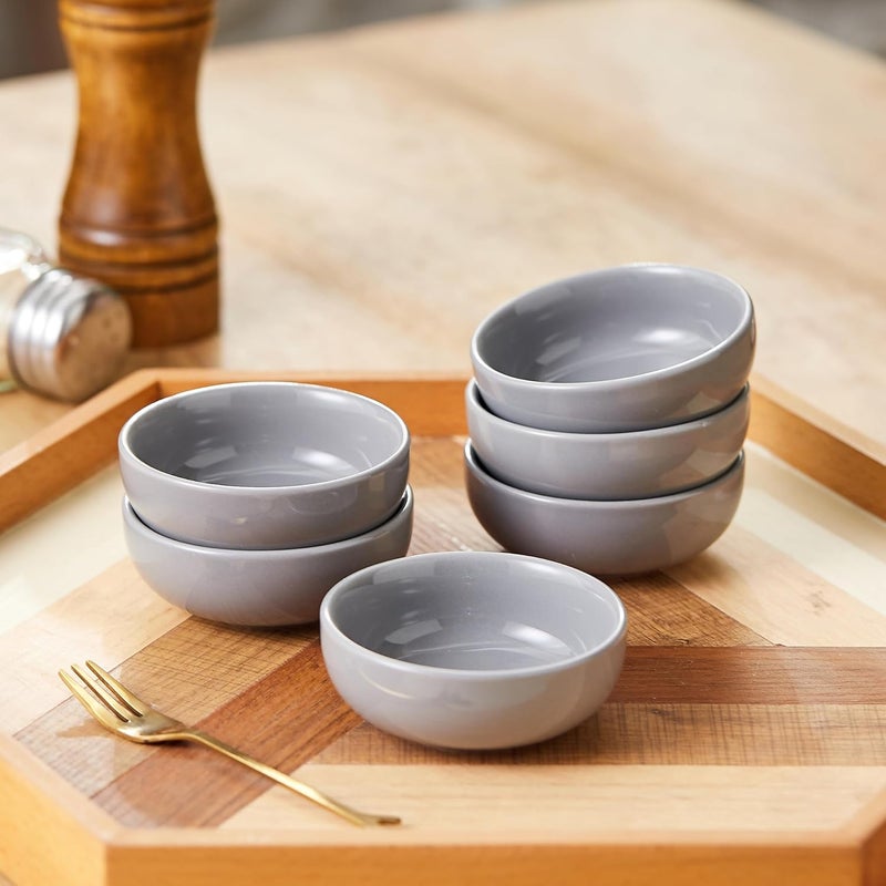 Swuut Ceramic Pinch Bowls25 oz Mini Prep Dip Bowl SetSmall Dipping Salsa Charcuterie Soy Sauce Side Dish for SushiSet of 6Grey - Image 4