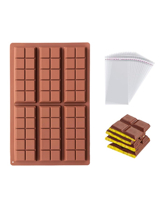 Dubai Chocolate Silicone Mold 6 Even Small Square Baking Mold DIY Chocolate Ice Dry Chocolate Mold-Color:Checkered+opp Bag - Image 1