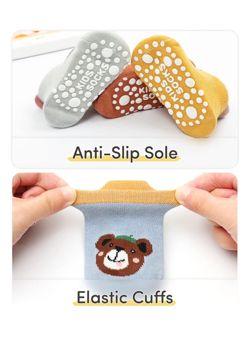 Luckam Adorel Baby Non Slip Socks 6 Pairs Grip Cotton Cartoon Animal Ankle Socks with Non Skid Soles for Newborn Toddler Boy Girl - Image 4