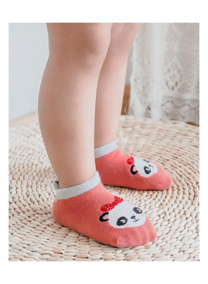 Luckam Adorel Baby Non Slip Socks 6 Pairs Grip Cotton Cartoon Animal Ankle Socks with Non Skid Soles for Newborn Toddler Boy Girl - Image 2