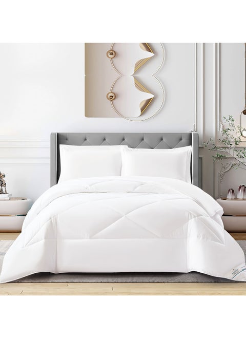 Bedding Comforter Set, King Size Fits 260x240 cm - 3-Pcs Solid Quilted Bed Set, Microfiber Fabric - 1 Comforter And 2 Pillow Shams