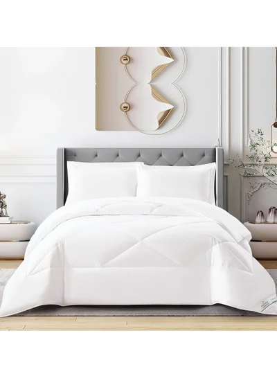 Donetella Bedding Comforter Set, King Size Fits 260x240 cm - 3-Pcs Solid Quilted Bed Set, Microfiber Fabric - 1 Comforter And 2 Pillow Shams
