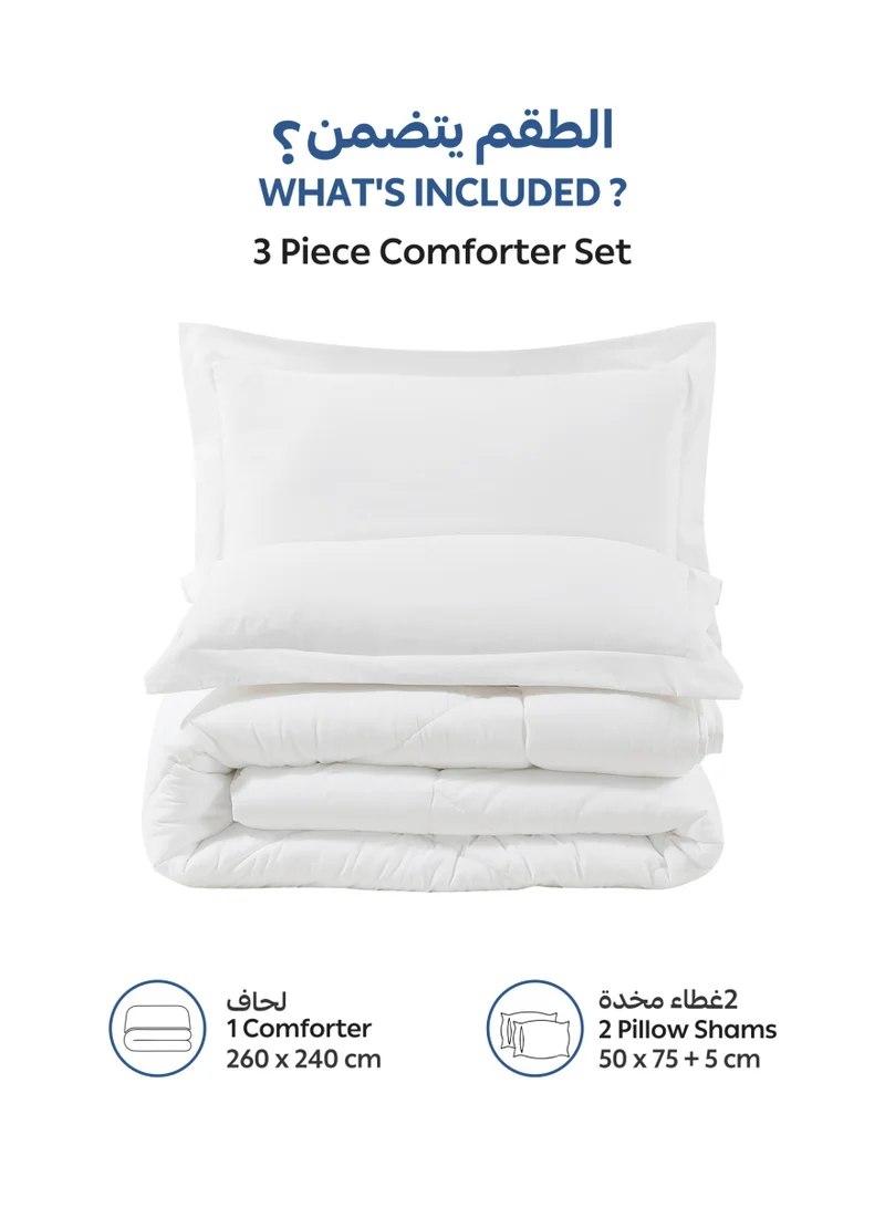 Donetella KING - 3Pcs Bedding Comforter Set, King Size Fits 260x240 cm - 3-Pcs Solid Quilted Bed Set, Microfiber Fabric - 1 Comforter And 2 Pillow Shams  | Best Price UAE