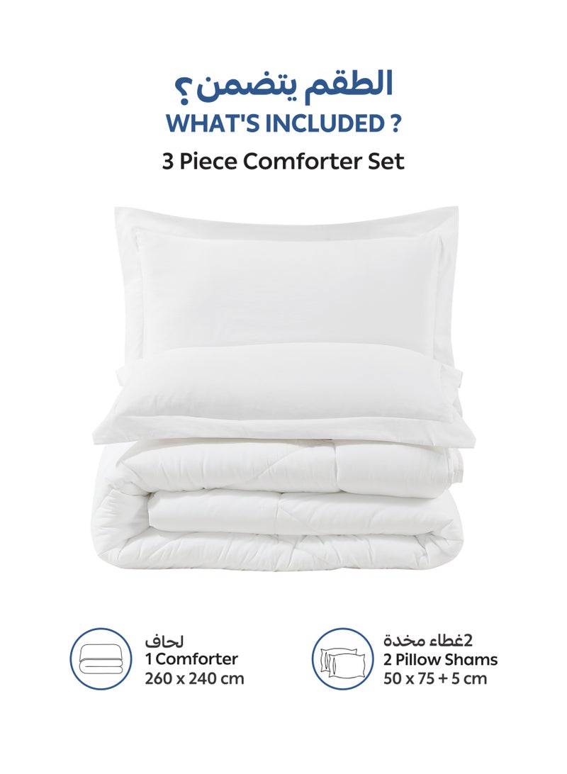 Donetella Bedding Comforter Set, King Size Fits 260x240 cm - 3-Pcs Solid Quilted Bed Set, Microfiber Fabric - 1 Comforter And 2 Pillow Shams - Image 3