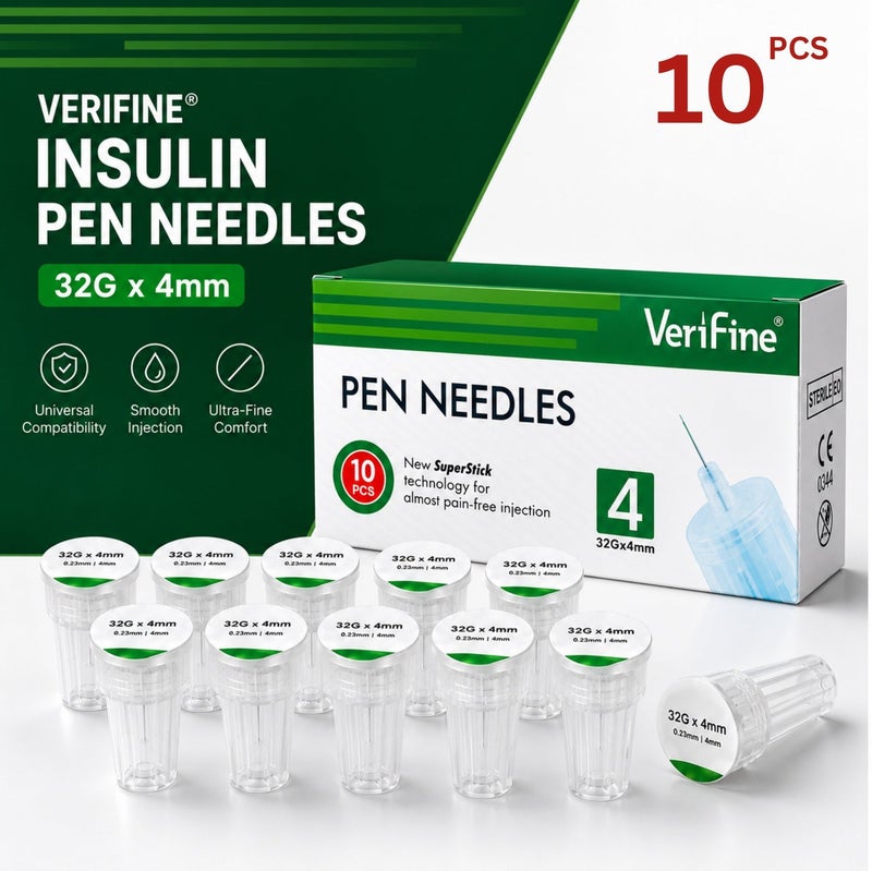 Verifine Insulin Pen Needles 32G*4mm -10 PCS - Image 1