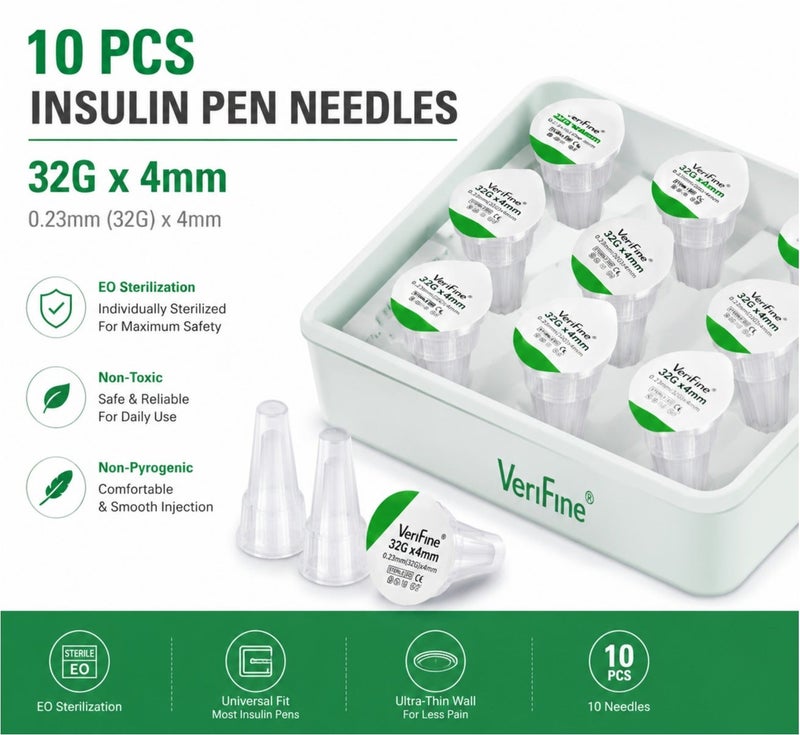 Verifine Insulin Pen Needles 32G*4mm -10 PCS - Image 2