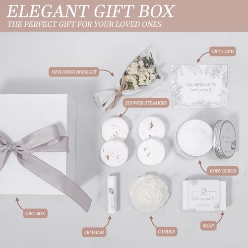 EXTALOW Spa Gifts for Women Bath and Body Gift Basket Christmas Gifts Coconut Lavender Home Spa Set Self Care Gift for Mom Sister Her Wife Birthday Gifts Spa Kit Care Package Thank You Gift - Image 3