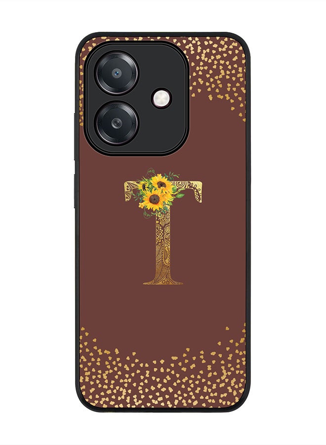Stylizedd For Oppo A5i Case,Slim fit Camera Protection, Shockproof Thin Phone cover  - Custom Floral Monogram - T  (Brown )