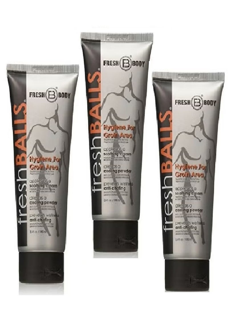 Fresh Body FB Fresh Balls For Men: Anti Chafing Ball Deodorant Cream To Powder For Men’S Groin, Private Parts | Comfort Lotion Is Aluminumfree & Talcfree, 100 ml - 3 pieces - Image 1