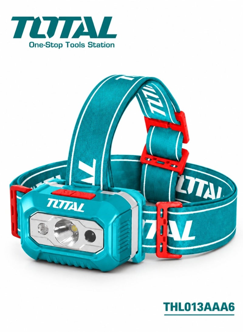 TOTAL 200 Lumens LED Headlamp, Adjustable Headlight with Elastic Headband, Hands-Free Torch, 3x AAA Battery Powered for Camping, Work & Outdoor Use - Image 1