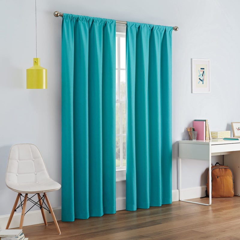 ECLIPSE Kendall Modern Blackout Thermal Rod Pocket Window Curtain for Bedroom or Living Room 1 Panel 42 x 95 Turquoise