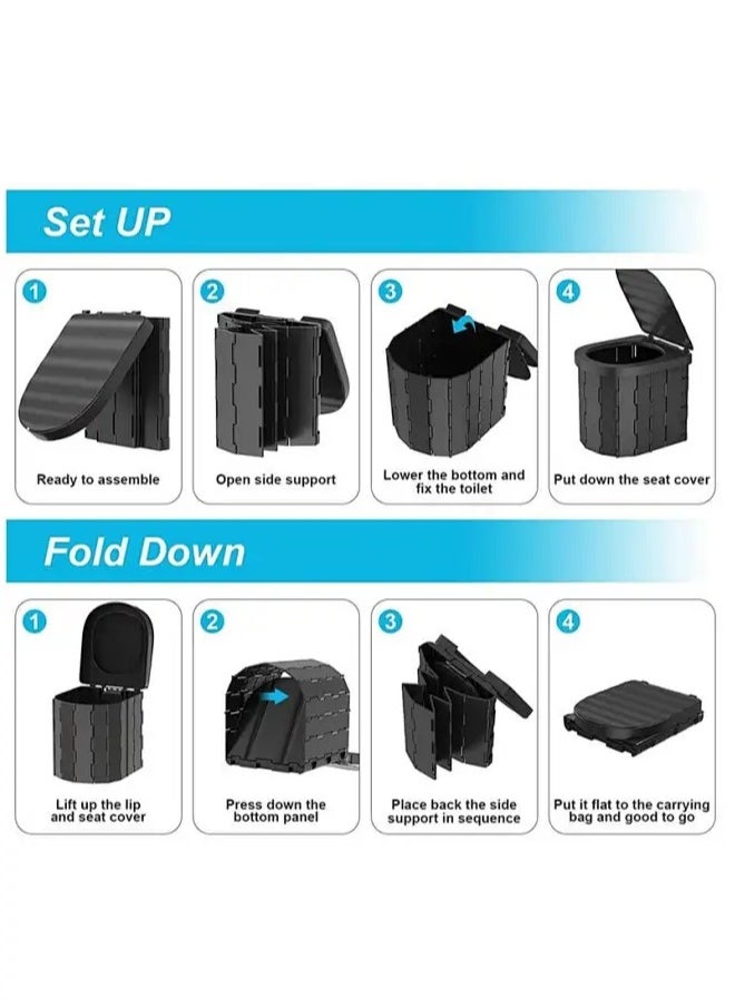 Snooe Portable Camping Toilet, Portable Folding Toilet with Lid, Waterproof Potty Car Toilet Adult Portable Potty, Camping Travel Toilet Hiking Boat Trip Beach  - Image 4
