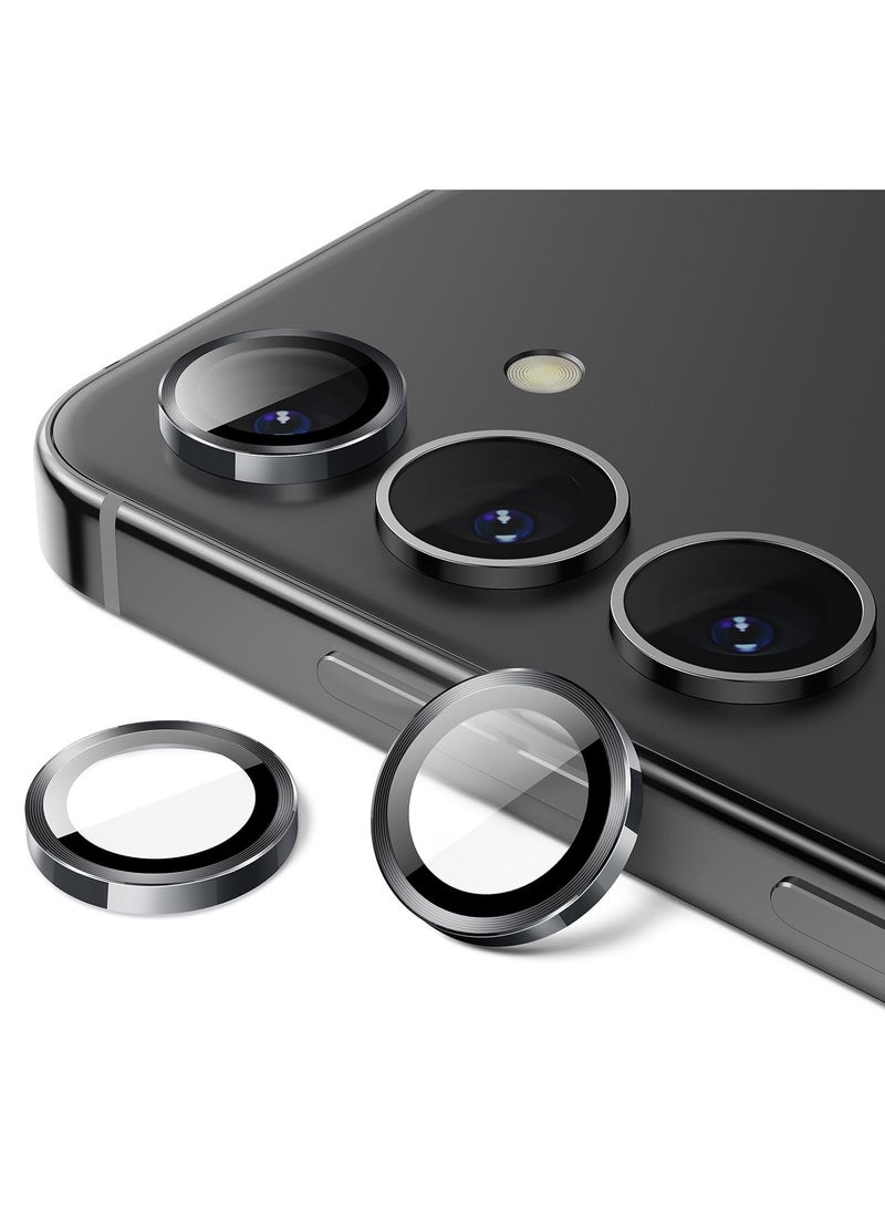 DUSALA Camera Lens Protector for Samsung Galaxy S24+ / S24 Plus 5G, 9H Tempered Glass Metal Individual Ring Cover, Easy Installation Tray, HD Clear, 1 Set (Black) - Image 1