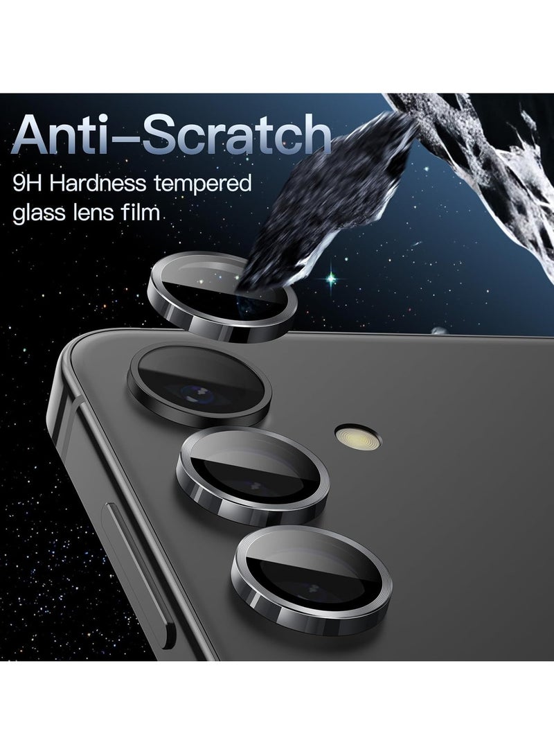 DUSALA Camera Lens Protector for Samsung Galaxy S24+ / S24 Plus 5G, 9H Tempered Glass Metal Individual Ring Cover, Easy Installation Tray, HD Clear, 1 Set (Black) - Image 4
