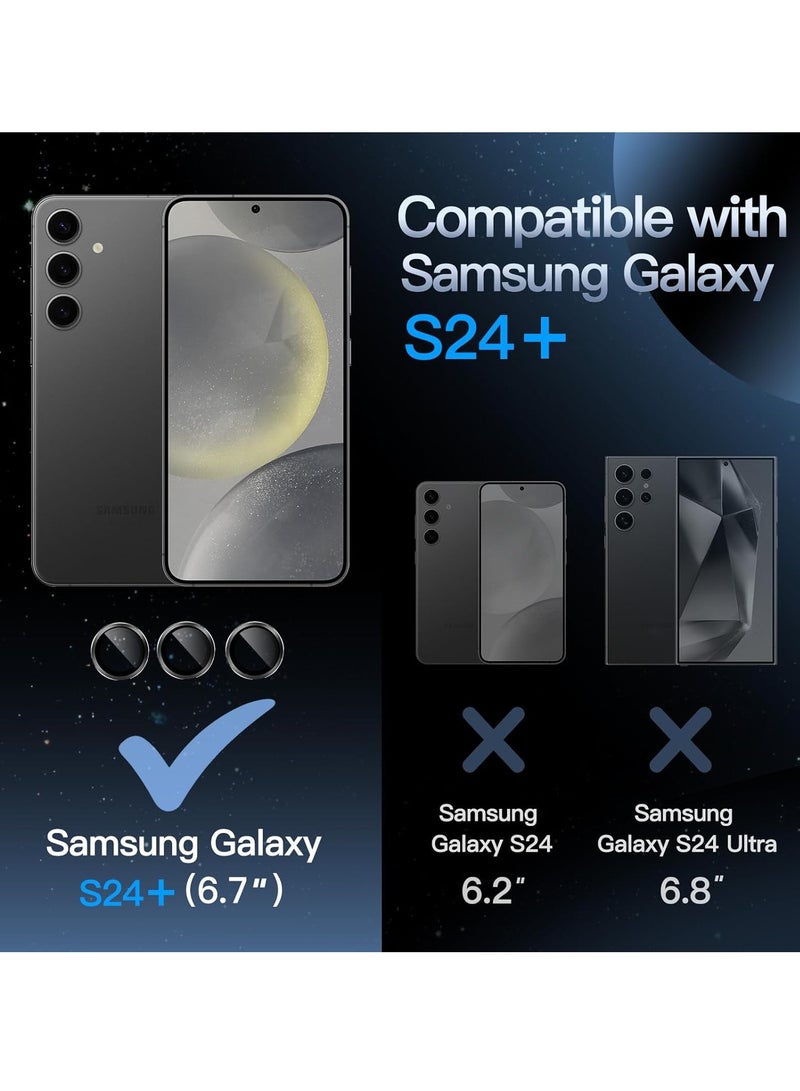 DUSALA Camera Lens Protector for Samsung Galaxy S24+ / S24 Plus 5G, 9H Tempered Glass Metal Individual Ring Cover, Easy Installation Tray, HD Clear, 1 Set (Black) - Image 2