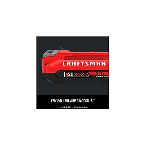 CRAFTSMAN بطارية أدوات الطاقة ليثيوم أيون CRAFTSMAN V20 سعة 2Ah - حزمة 2 وشاحن مجموعة البداية (CMCB202-2CK) - Image 5