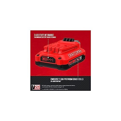 CRAFTSMAN بطارية أدوات الطاقة ليثيوم أيون CRAFTSMAN V20 سعة 2Ah - حزمة 2 وشاحن مجموعة البداية (CMCB202-2CK) - Image 3