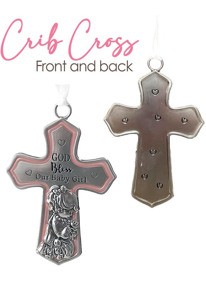 elskandi Crib Cross God Bless This Baby Girl Baptism Gift for Girls Christening - Image 3