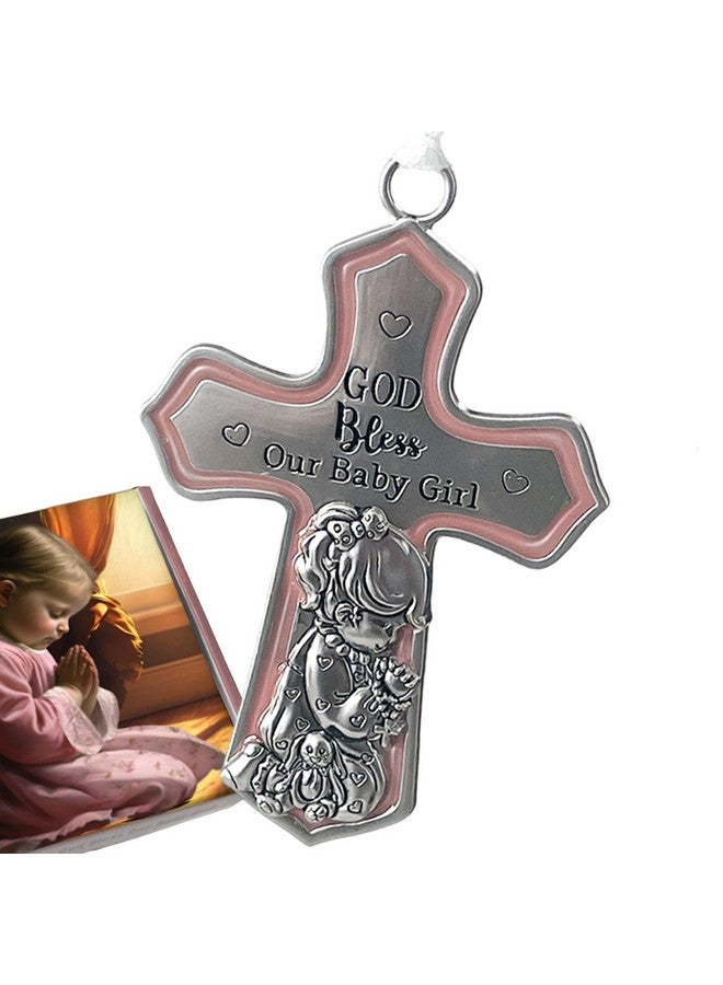 elskandi Crib Cross God Bless This Baby Girl Baptism Gift for Girls Christening - Image 1