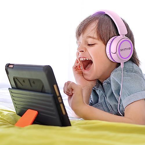 IMYB Kids Headphones, V1 Wired Stereo Foldable Tangle-Free 3.5mm Adjustable On-Ear Headphones for Kids for School/Toddlers/Childrens/Teens/Boys/Girls/Ipad/Tablet/Kindle/Phones/Travel/Plane (Pink) - Image 2