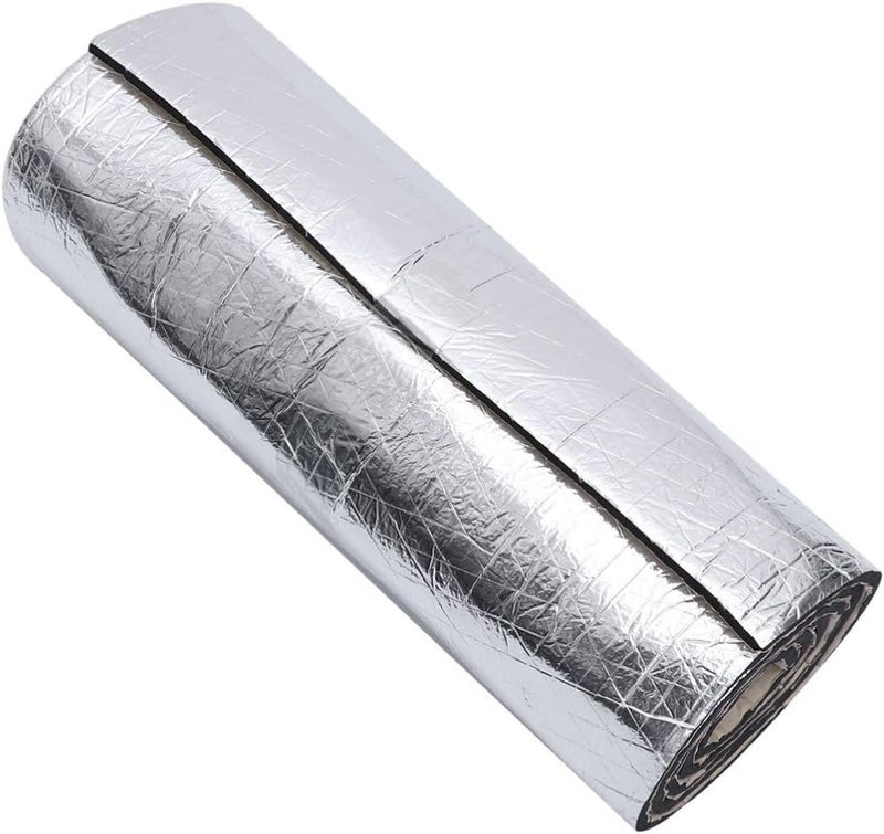 1 Roll 10mm Aluminum Foil Car Sound Deadener and Insulation Cotton with Plastic Rubber Accessories, Odorless Sound Absorption Mat for Vehicle Heat and Noise Reduction - Image 1