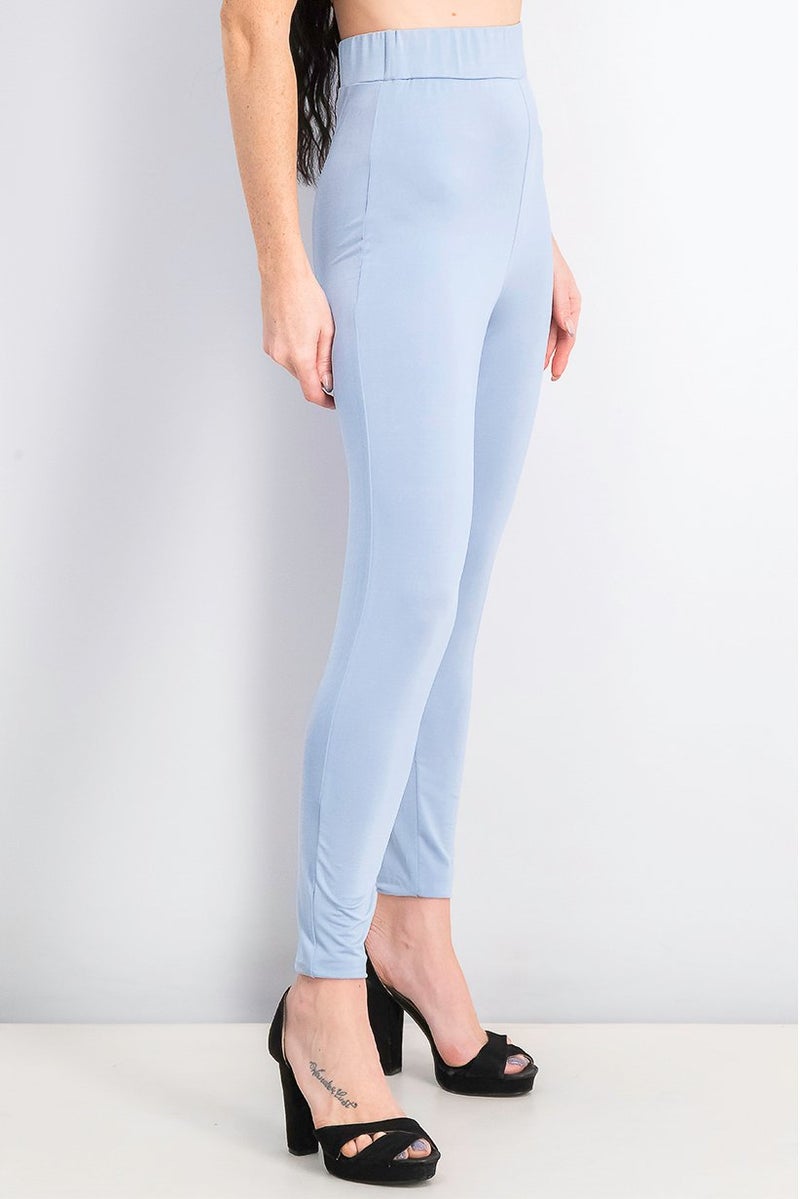 Missguided Women Plain Pull On Leggings, Light Blue Velvet - Image 1